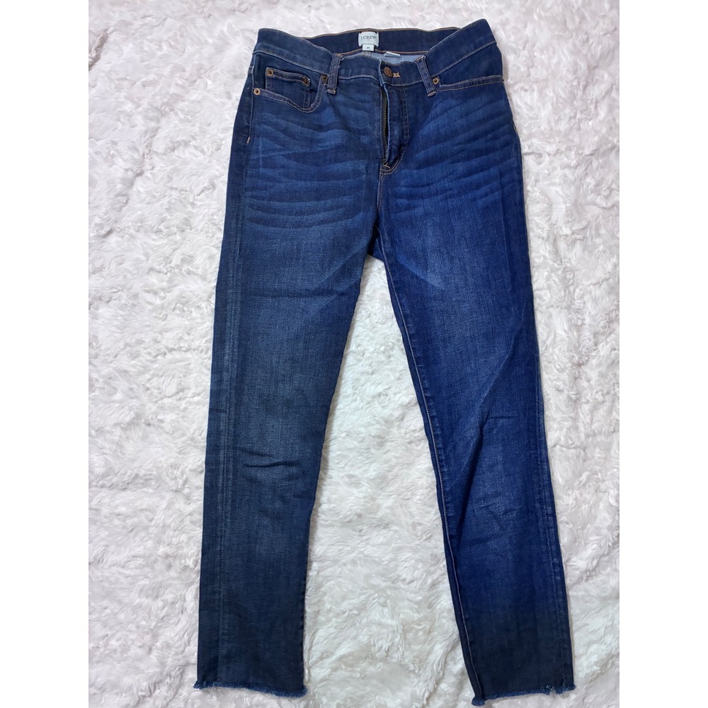 J.Crew Womens Dark Wash Raw Hem Skinny Jeans Blue Size 28 Stretch Denim